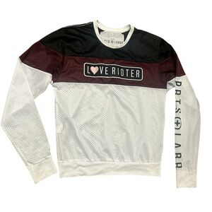 Parts + Labour M mesh long sleeve with lightening bolt patch (back) front patch